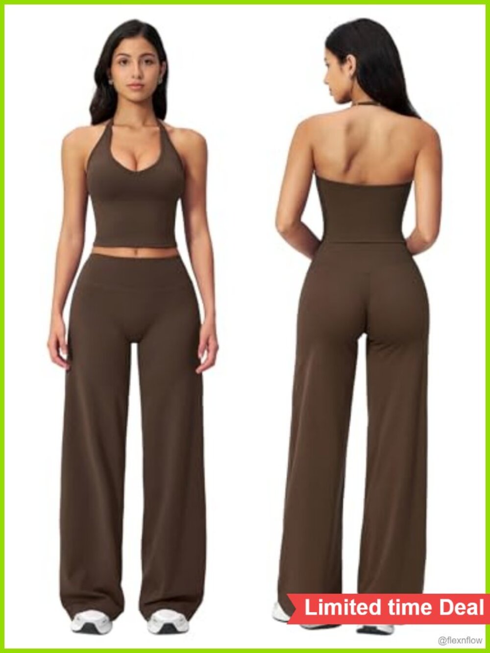 Buttery Soft 2 Piece Workout Set Halter Tank & Wide Leg Leggings